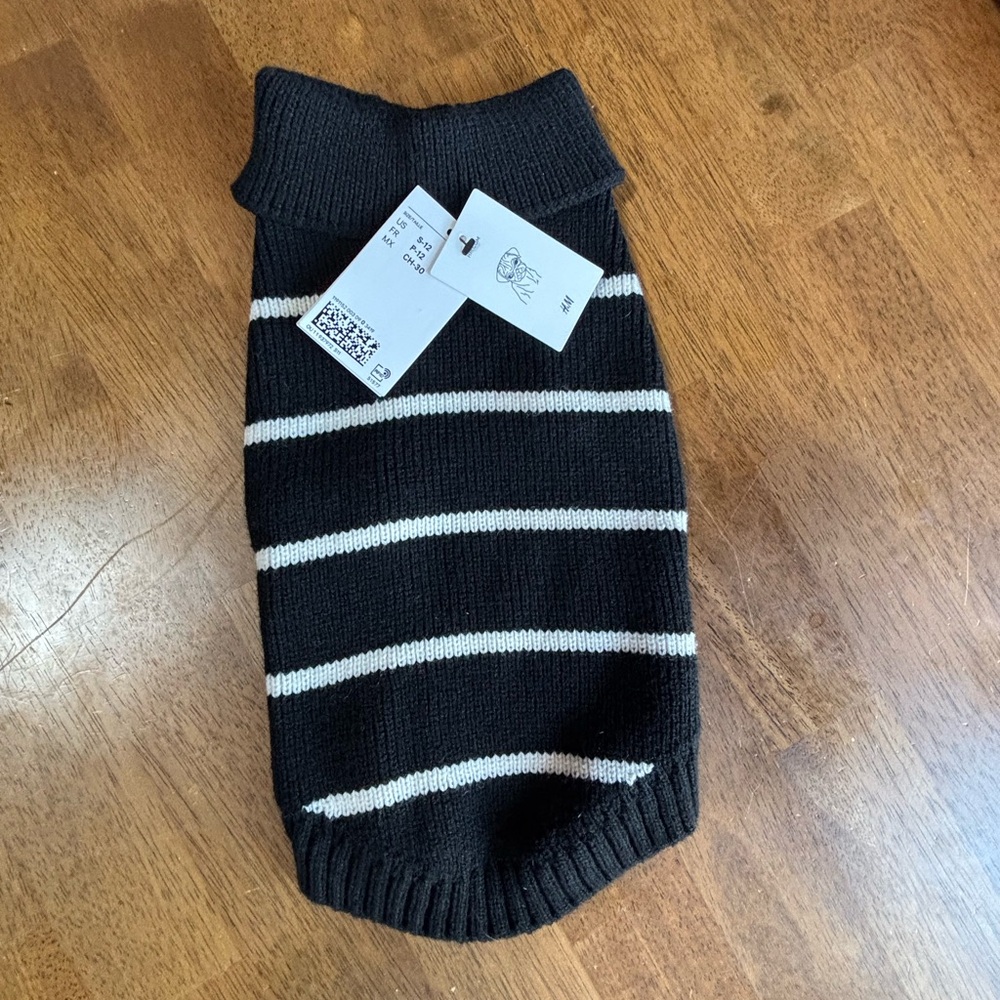 H&M Black and White Striped Knit Pet Sweater